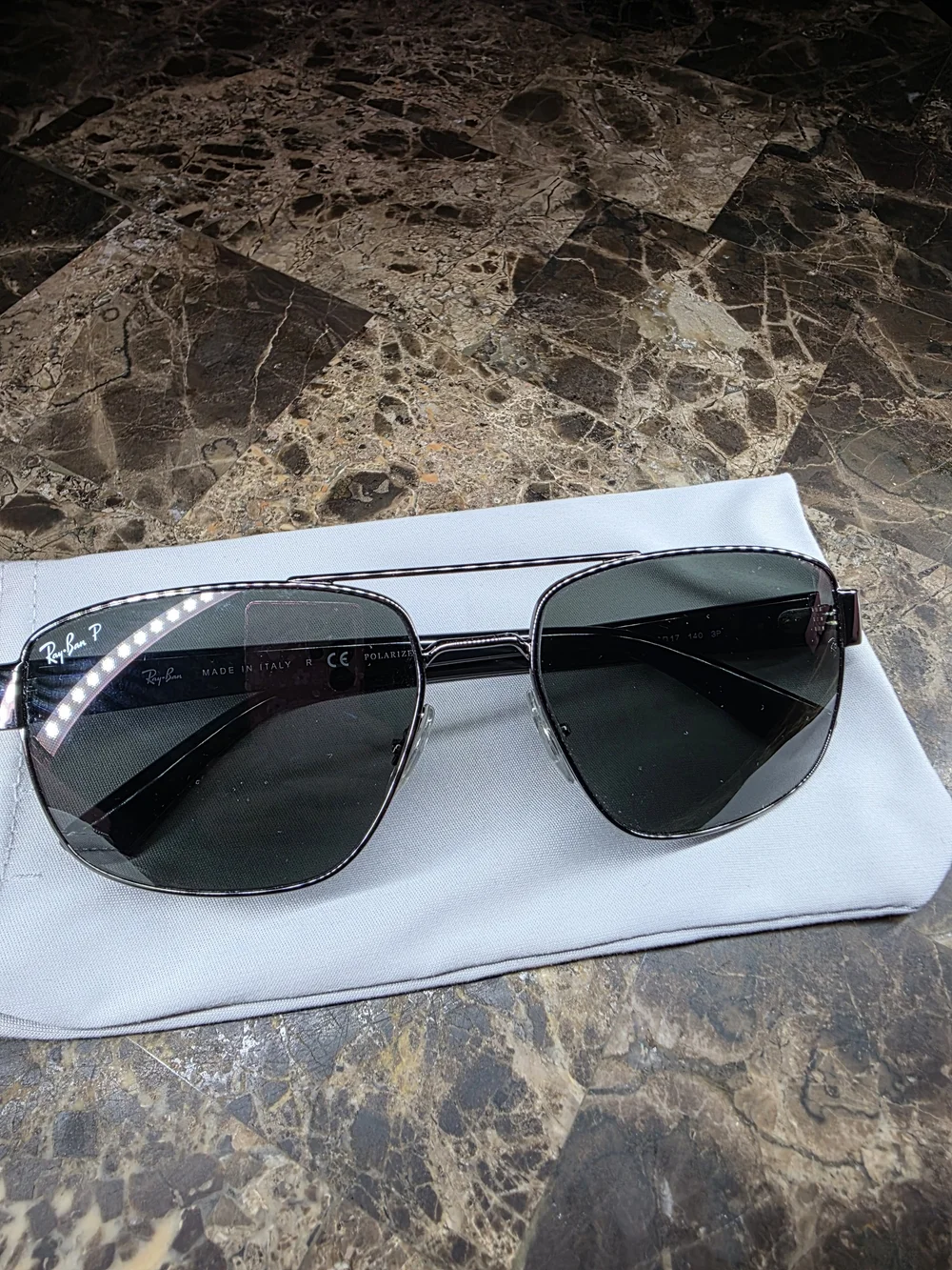 Ray-Ban Silver Frame Black Lens Aviator Sunglasses - Men